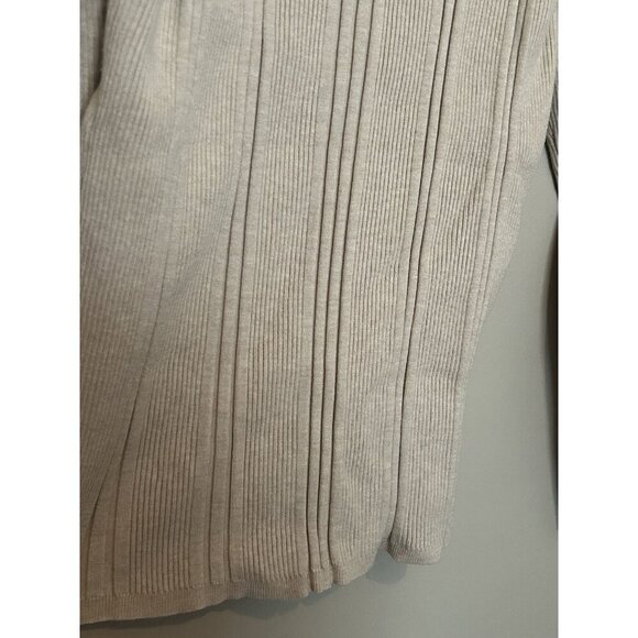 White House Black Market Beige Ribbed Stretch Long Sleeve Turtleneck Sweater XL - Picture 6 of 7